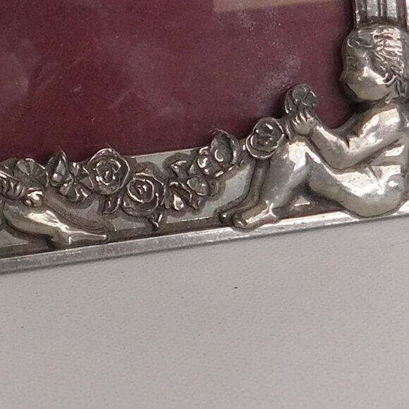 Pewter Cupid Angel Cherubs Photo Frame Vintage Signed Seagull 1990 - Picture 2 of 5
